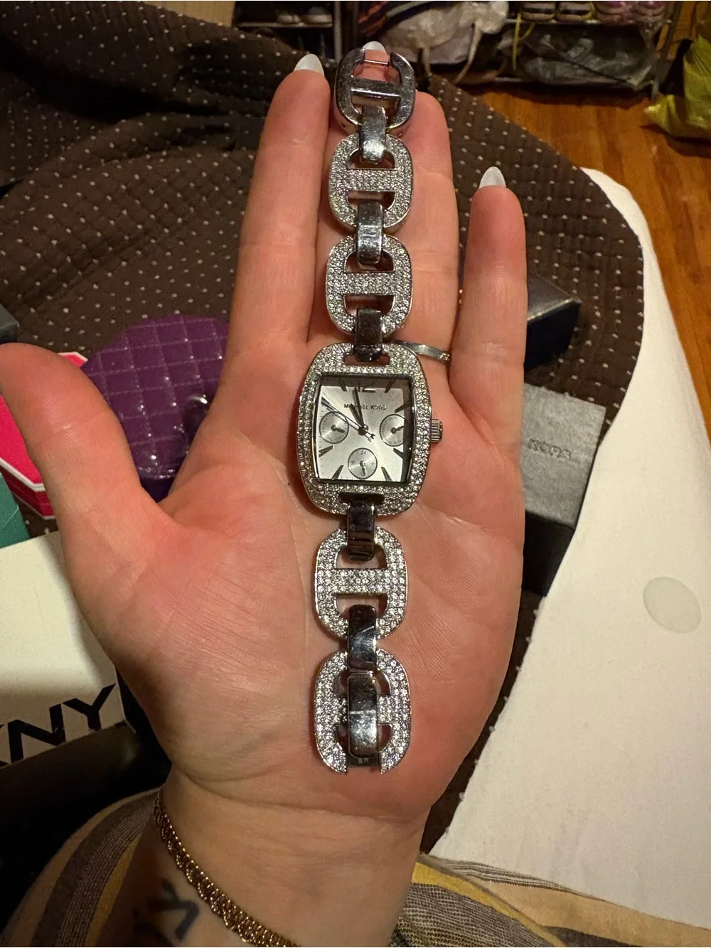 Michael Kors Silver Crystal Link Bracelet Watch